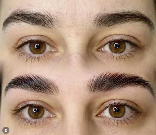 Antes y después de un diseño de cejas